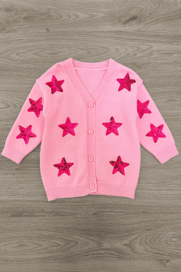 Mom & Me - Pink Sequin Star Cardigan | Sparkle in Pink