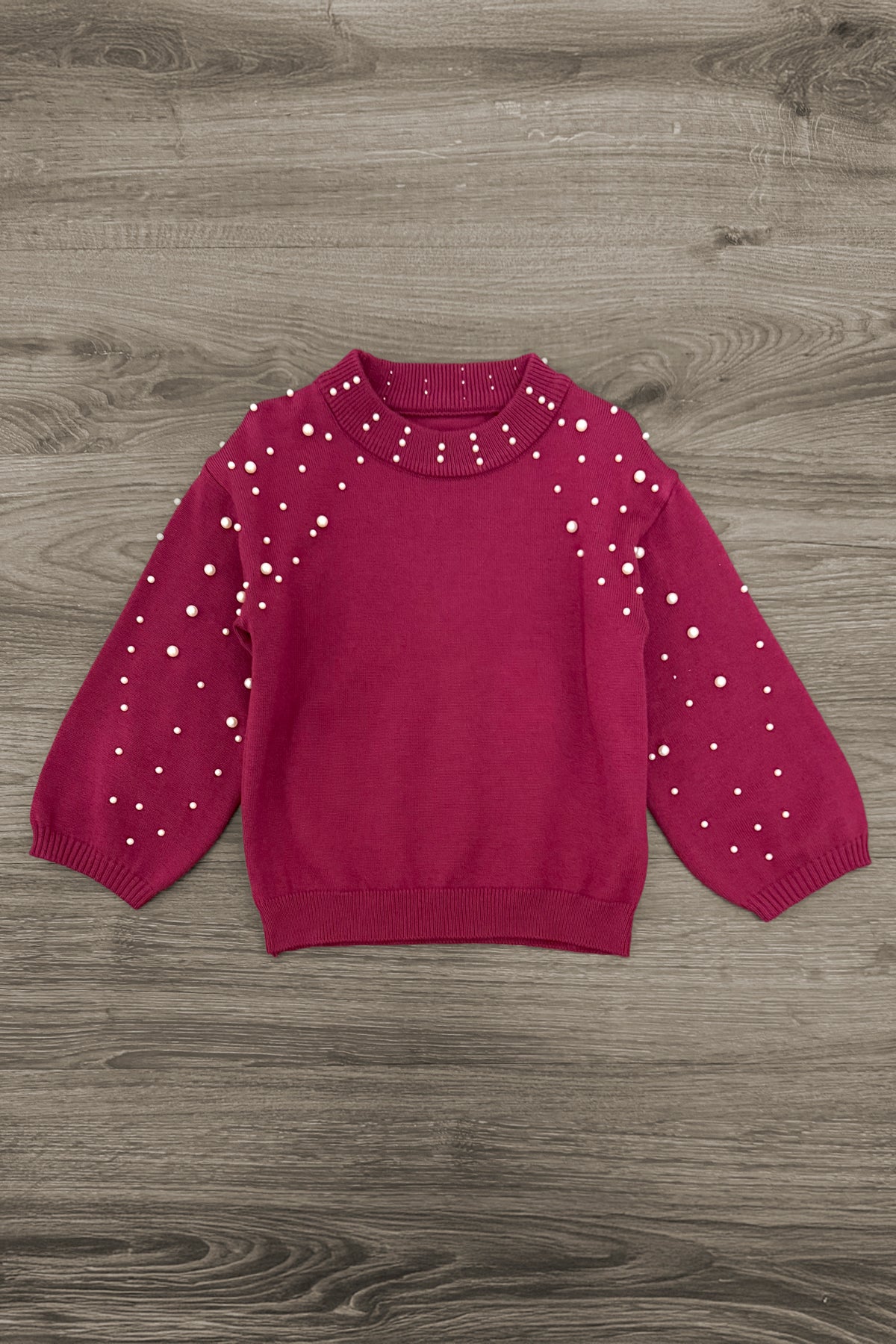 Burgundy Pearl Sweater Floral Skirt Set