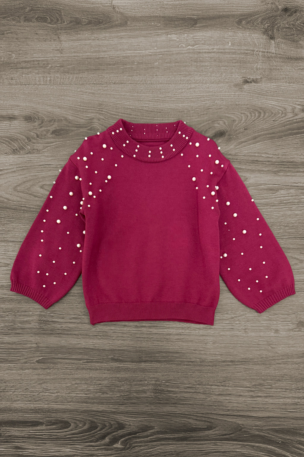 Burgundy Pearl Sweater Floral Skirt Set | Sparkle in Pink