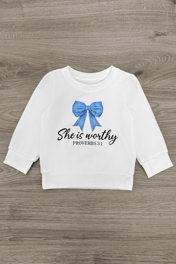 "She Is Worthy" Denim Bow Flare Pant Set | Sparkle in Pink