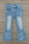 "She Is Worthy" Denim Bow Flare Pant Set | Sparkle in Pink