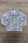 Mom & Me - Sequin Football Denim Jacket - Sparkle In Pink