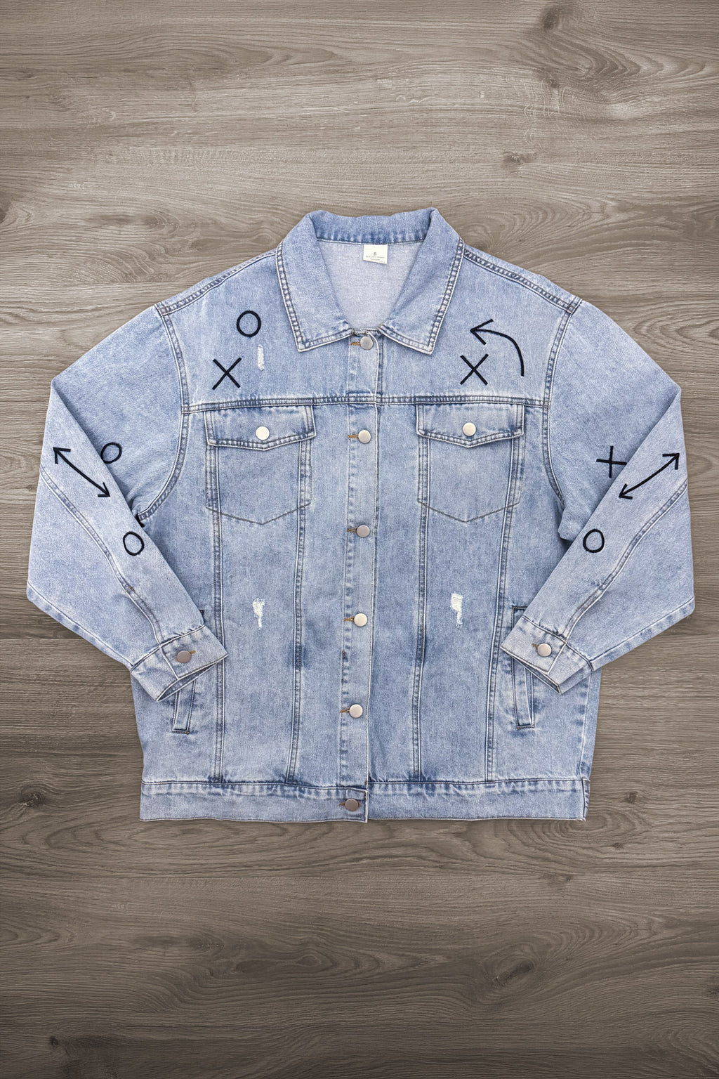 Mom & Me - Sequin Football Denim Jacket - Sparkle In Pink