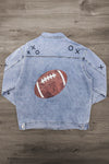 Mom & Me - Sequin Football Denim Jacket - Sparkle In Pink