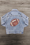 Mom & Me - Sequin Football Denim Jacket - Sparkle In Pink