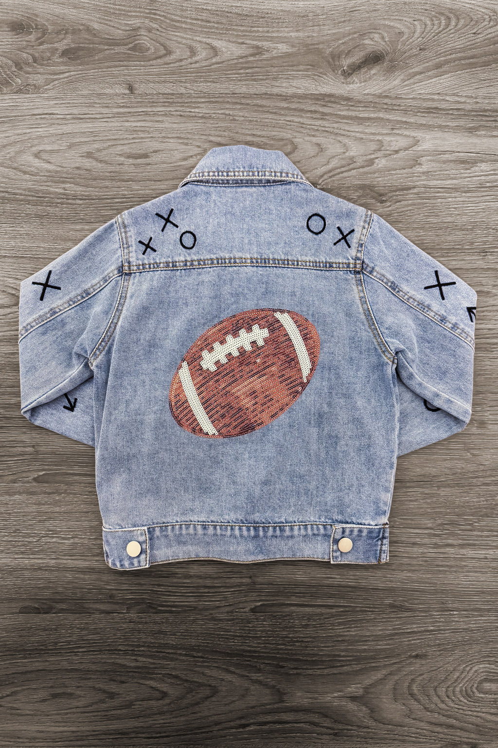 Mom & Me - Sequin Football Denim Jacket - Sparkle In Pink
