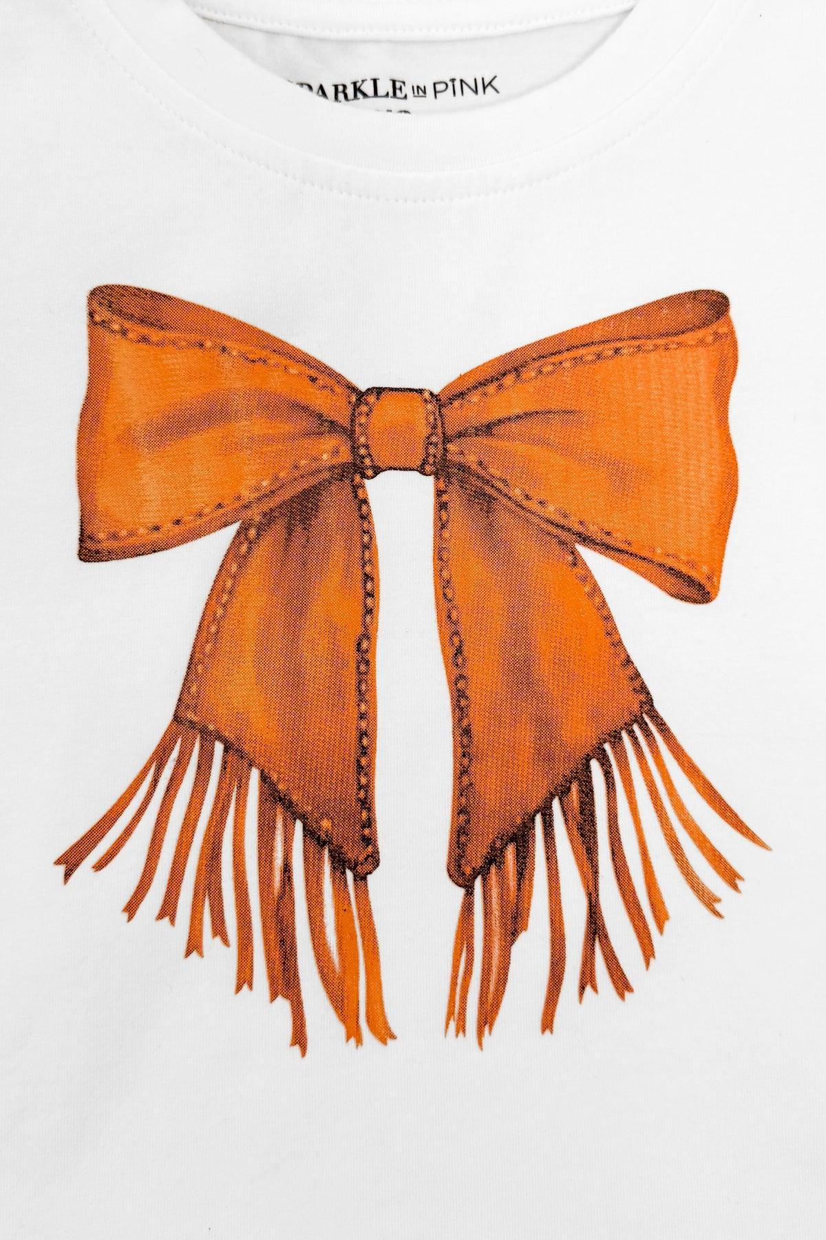 Fringe Bow Denim Bell Bottom Set
