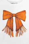 Fringe Bow Denim Bell Bottom Set | Sparkle in Pink