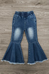 Fringe Bow Denim Bell Bottom Set | Sparkle in Pink