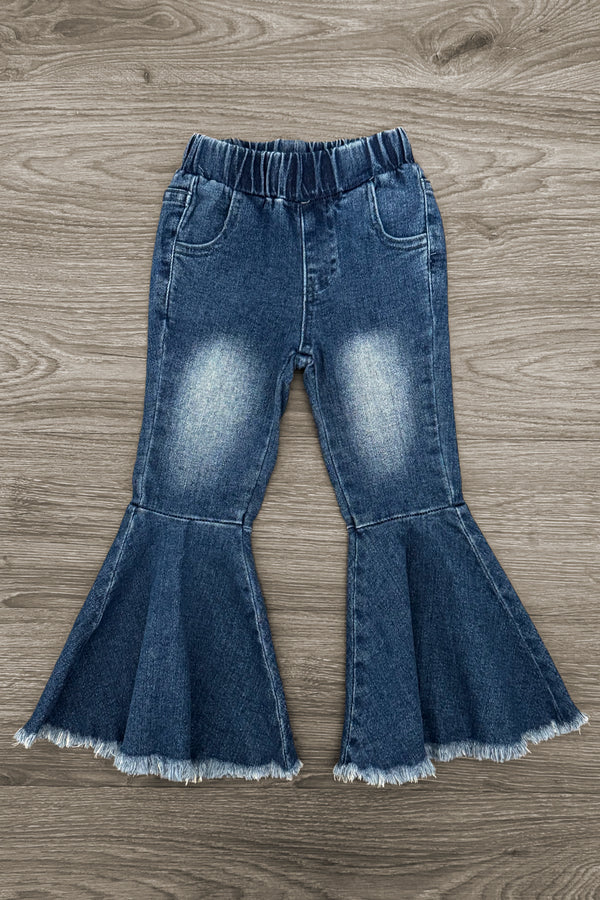 Fringe Bow Denim Bell Bottom Set | Sparkle in Pink