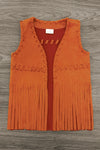 Rust Suede Fringe Vest | Sparkle in Pink