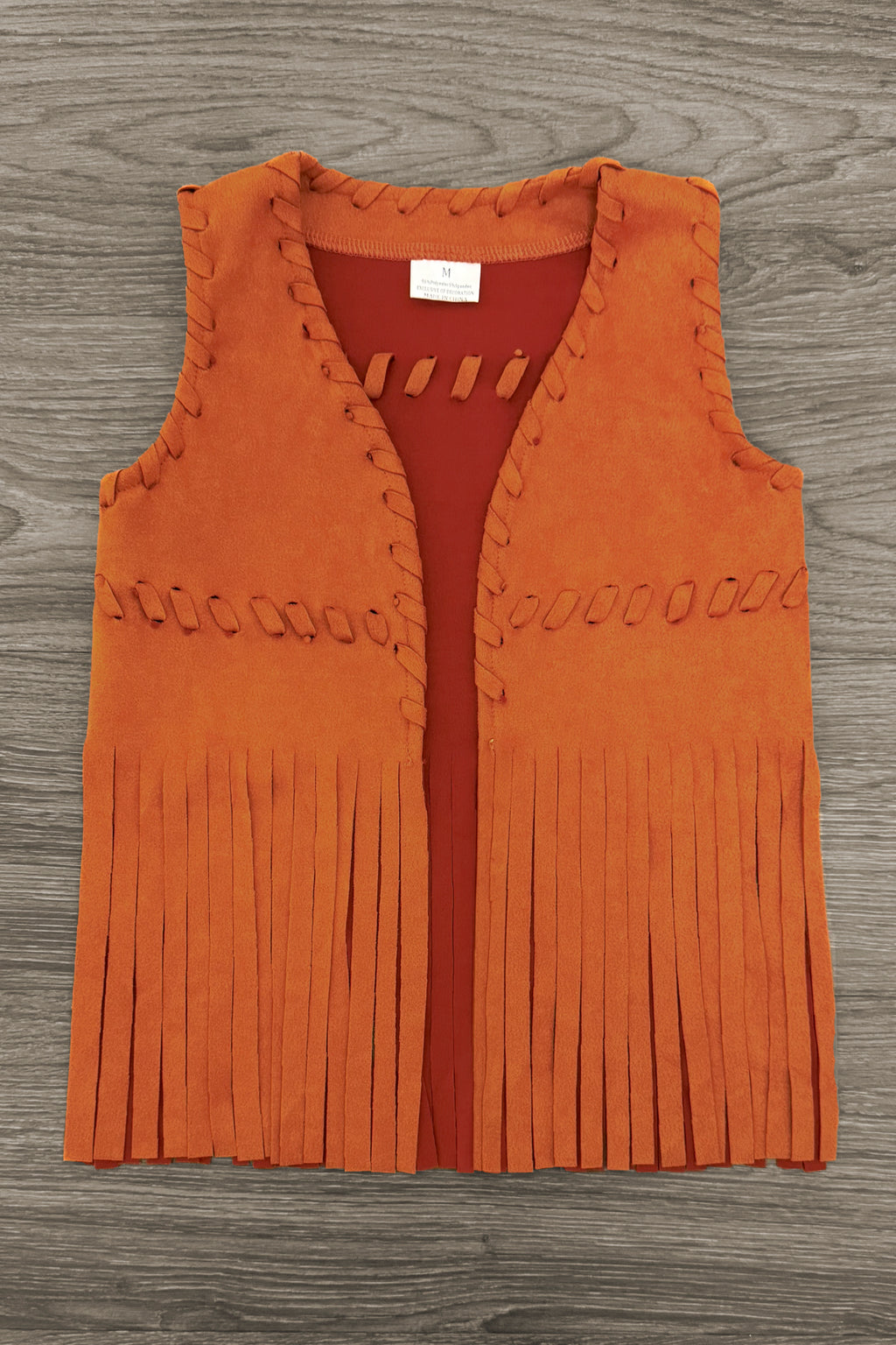 Rust Suede Fringe Vest | Sparkle in Pink