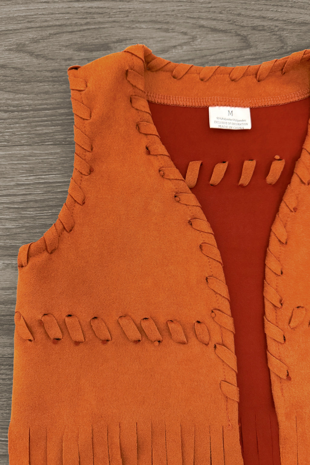 Rust Suede Fringe Vest | Sparkle in Pink