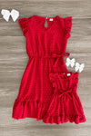 Mom & Me - Swiss Dot Ruffle Dress - MANY COLORS! - Sparkle in Pink