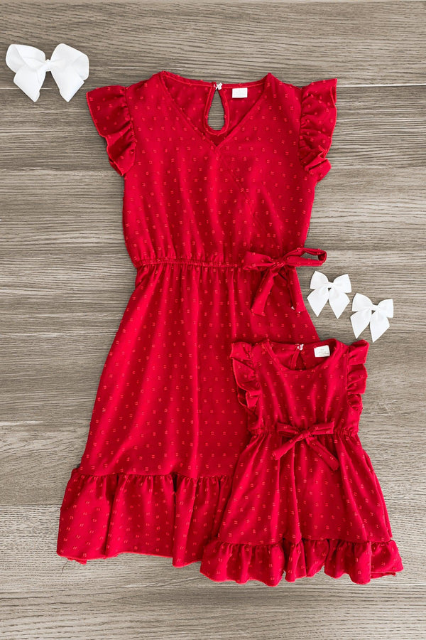 Mom & Me - Swiss Dot Ruffle Dress - MANY COLORS! - Sparkle in Pink