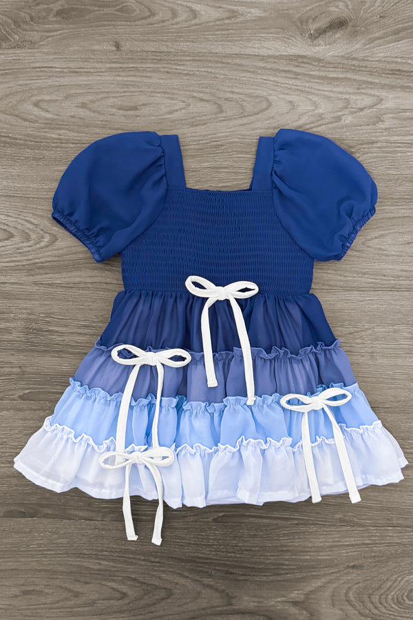 Mom & Me - Blue Ruffle Bow Dress | Sparkle in Pink