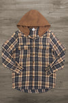 Family Blue Dress & Brown Flannel Hoodie | Sparkle in Pink