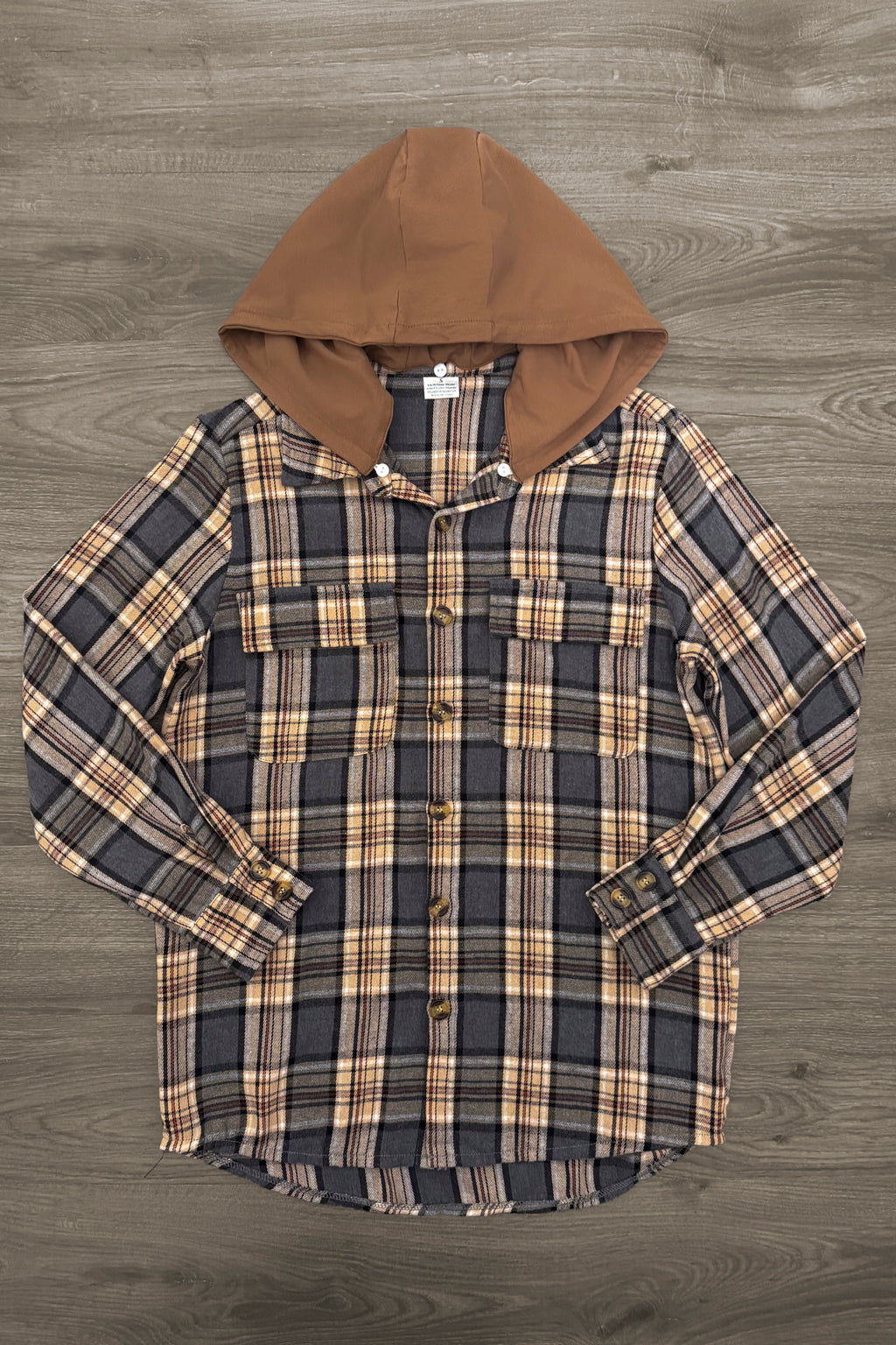 Family Blue Dress & Brown Flannel Hoodie | Sparkle in Pink