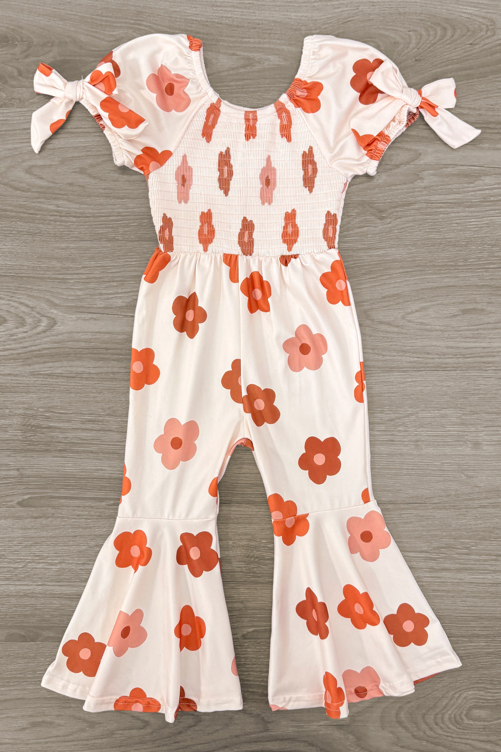Cream Flower Print Flare Jumpsuit | Sparkle in Pink