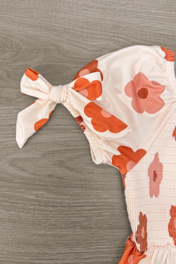 Cream Flower Print Flare Jumpsuit | Sparkle in Pink