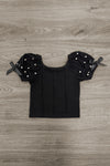 Black & White Pearl Bow Flare Pant Set | Sparkle in Pink