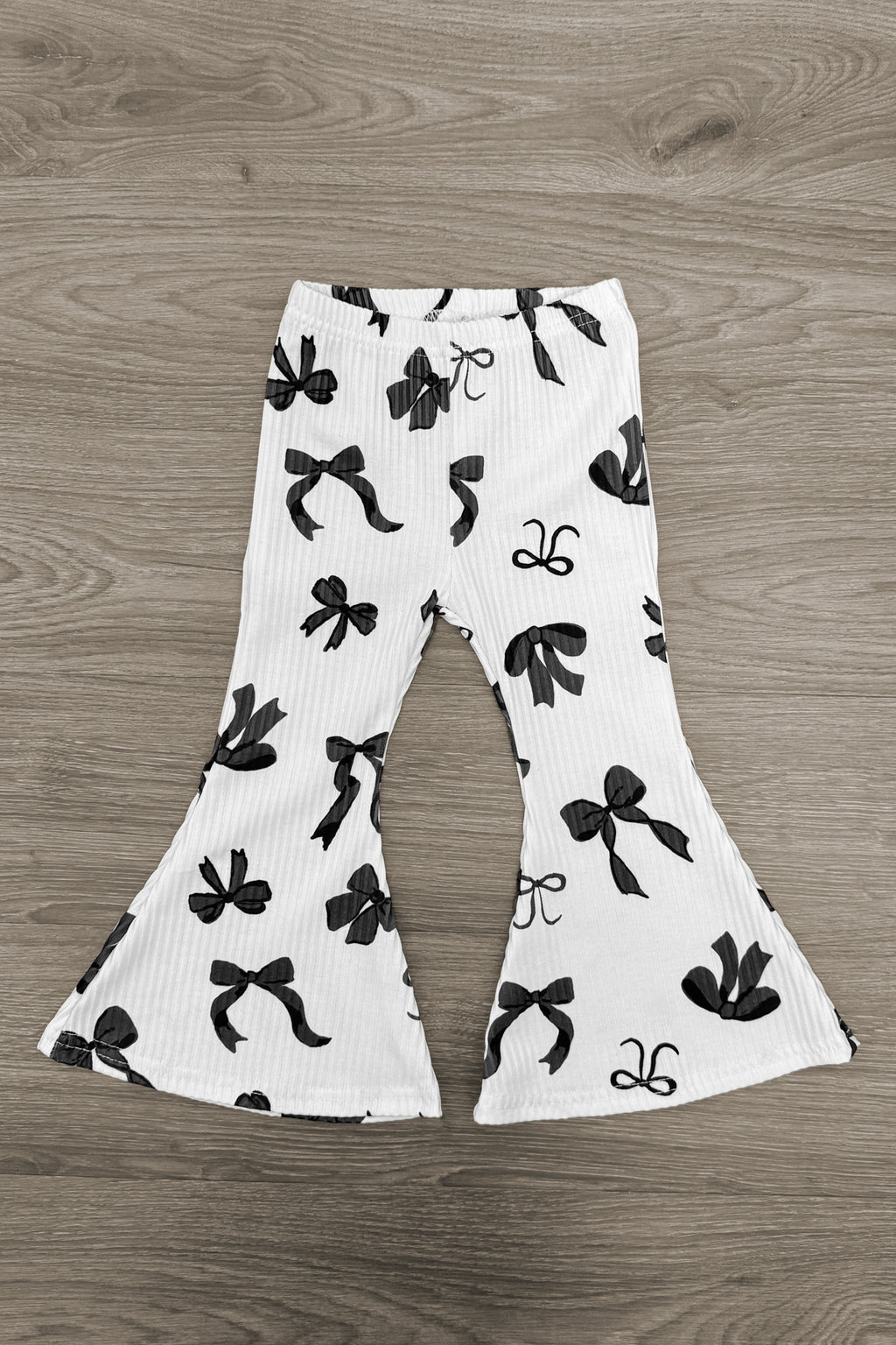 Black & White Pearl Bow Flare Pant Set | Sparkle in Pink