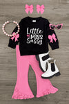 "Little Miss Sassy" Pink Flare Pant Set | Sparkle in Pink