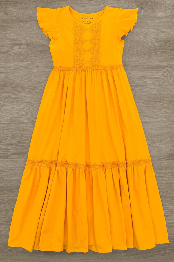 Mom & Me - Mustard Eyelet Lace Dress | Sparkle in Pink