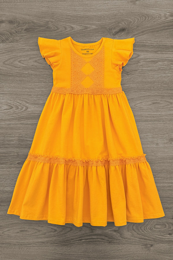 Mom & Me - Mustard Eyelet Lace Dress | Sparkle in Pink