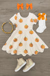 Cream Sequin Pumpkin Dress | Sparkle in Pink