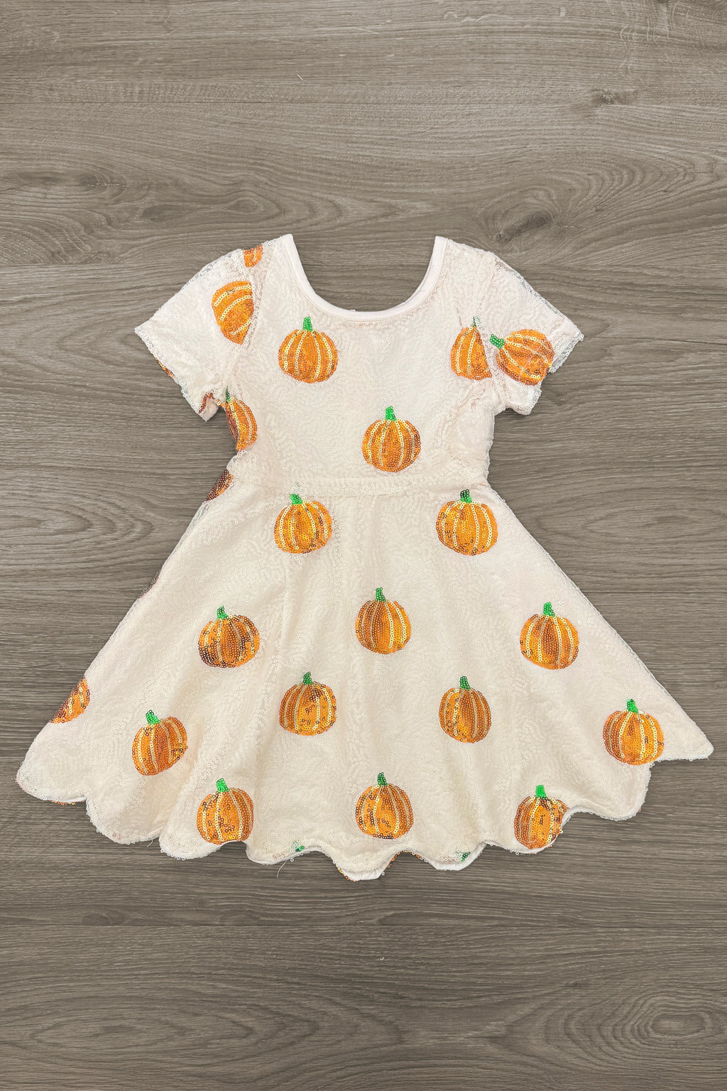 Cream Sequin Pumpkin Dress | Sparkle in Pink