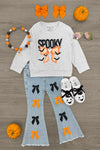 "Spooky" Bow Flare Denim Pant Set | Sparkle in Pink