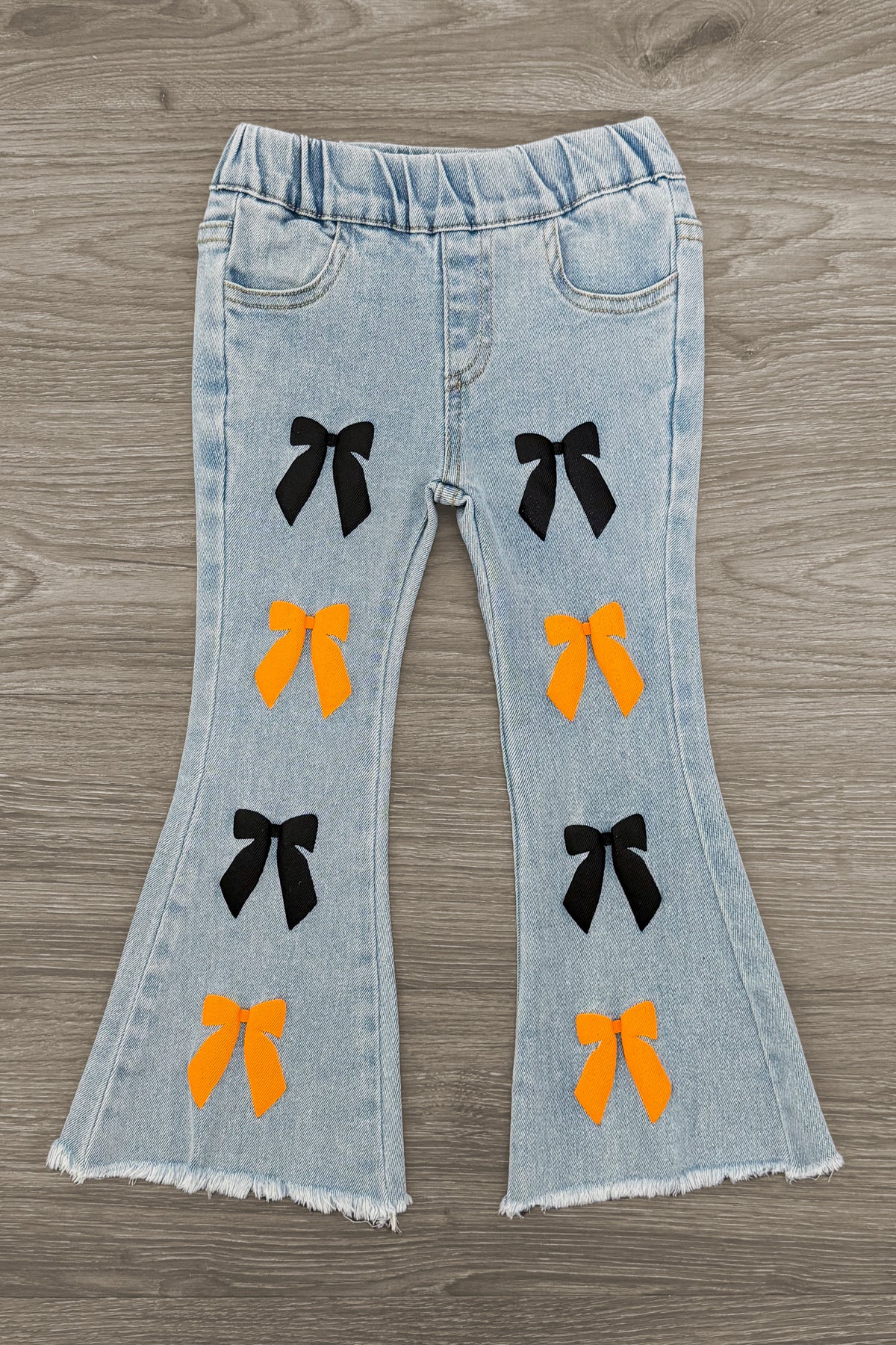 "Spooky" Bow Flare Denim Pant Set