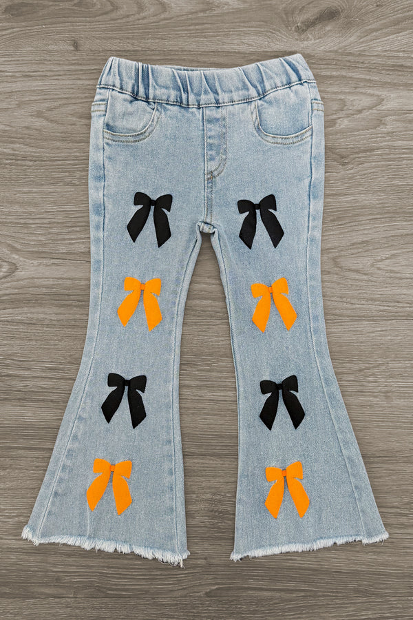 "Spooky" Bow Flare Denim Pant Set | Sparkle in Pink