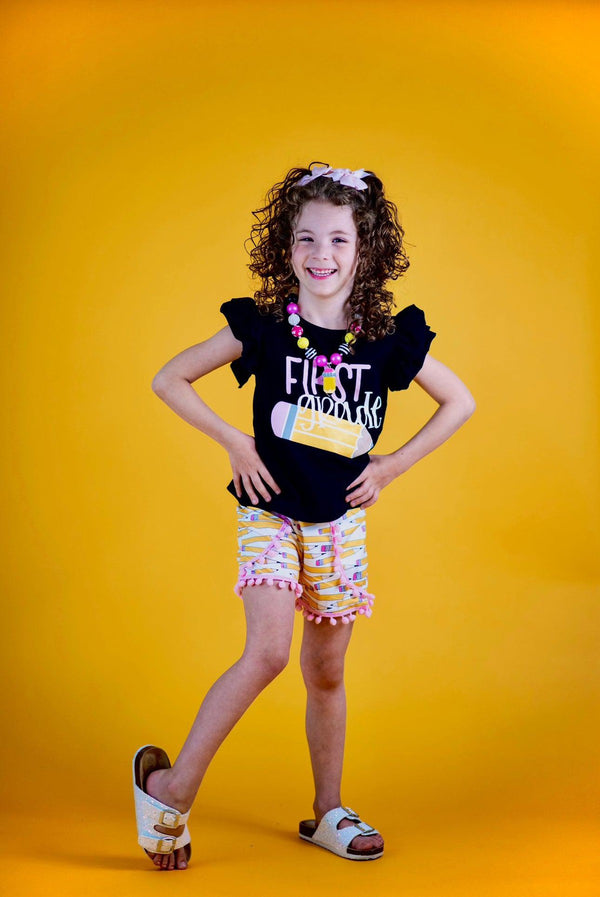 "Preschool, Kindergarten & 1st Grade" Pencil Short Set - Sparkle in Pink