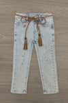 Flower Print Sweater Denim Pant Set | Sparkle in Pink