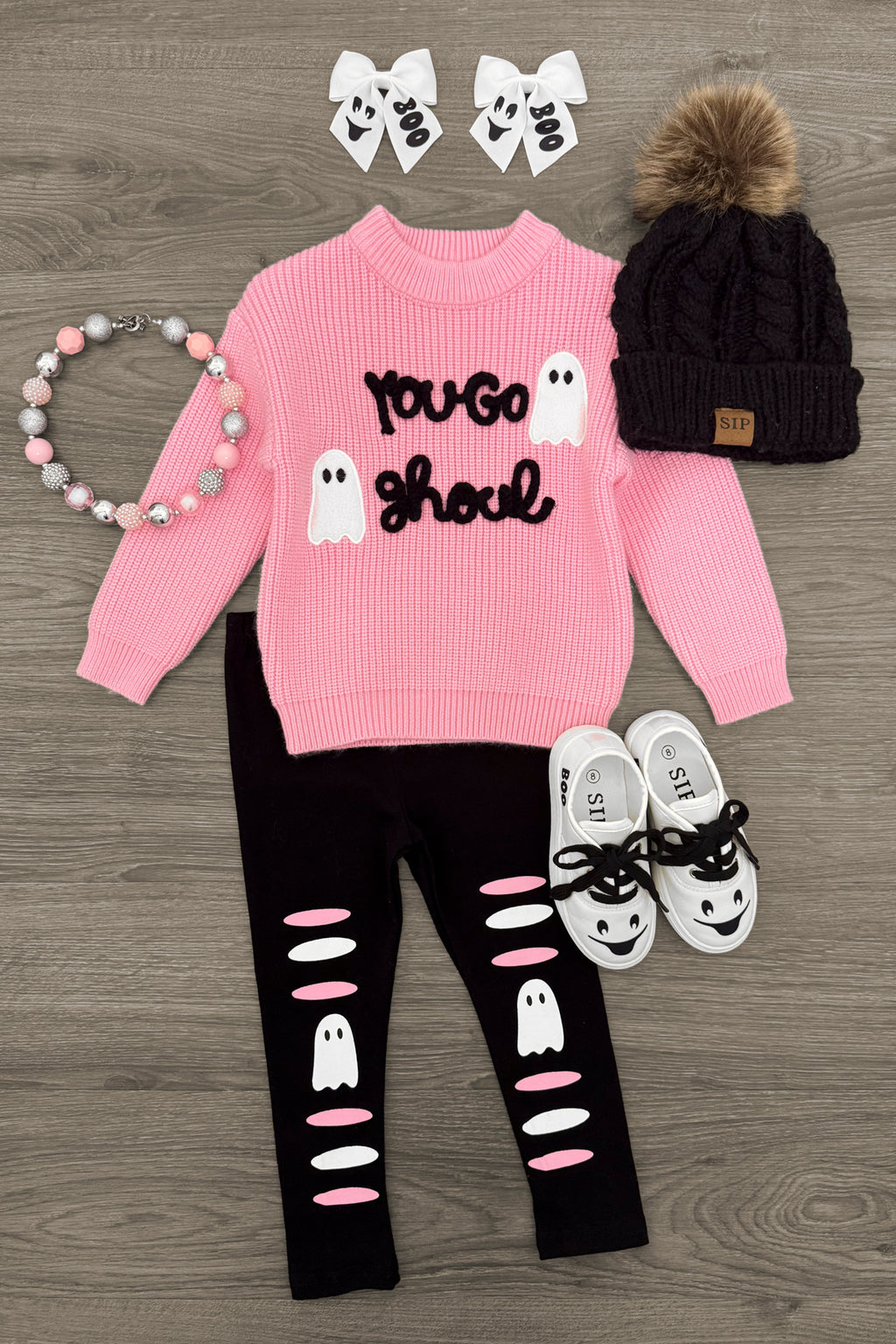 "You Go Ghoul" Pink Sweater Legging Set | Sparkle in Pink