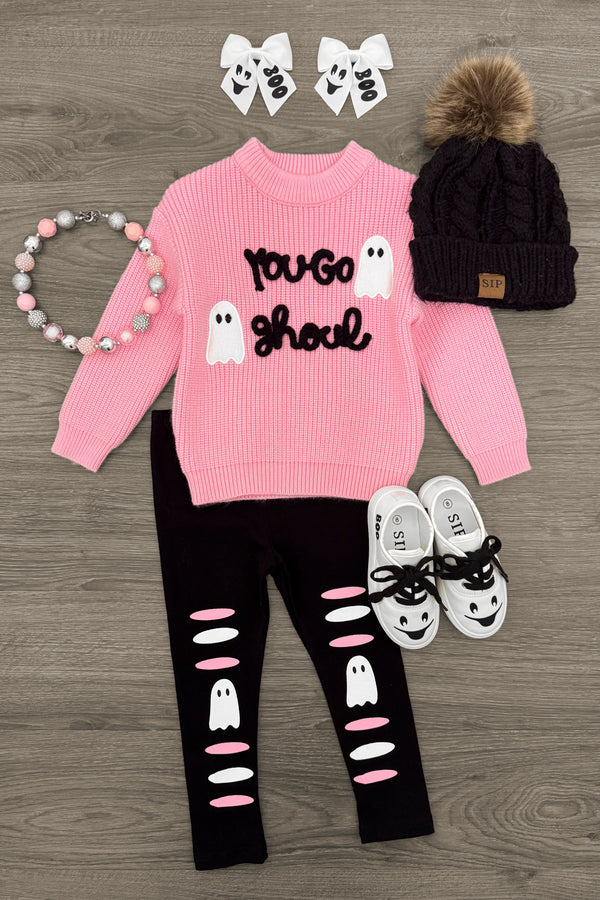 "You Go Ghoul" Pink Sweater Legging Set | Sparkle in Pink