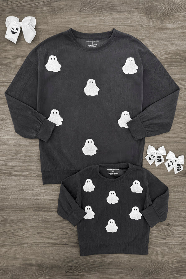 Mom & Me - Corduroy Ghost Patch Top | Sparkle in Pink