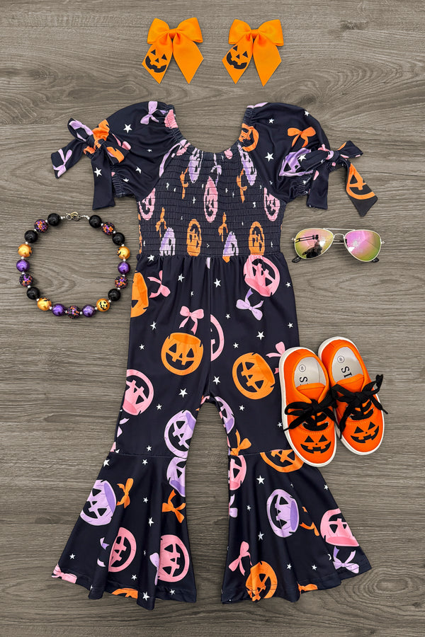 Jack-O'-Lantern Bell Bottom Jumpsuit | Sparkle in Pink
