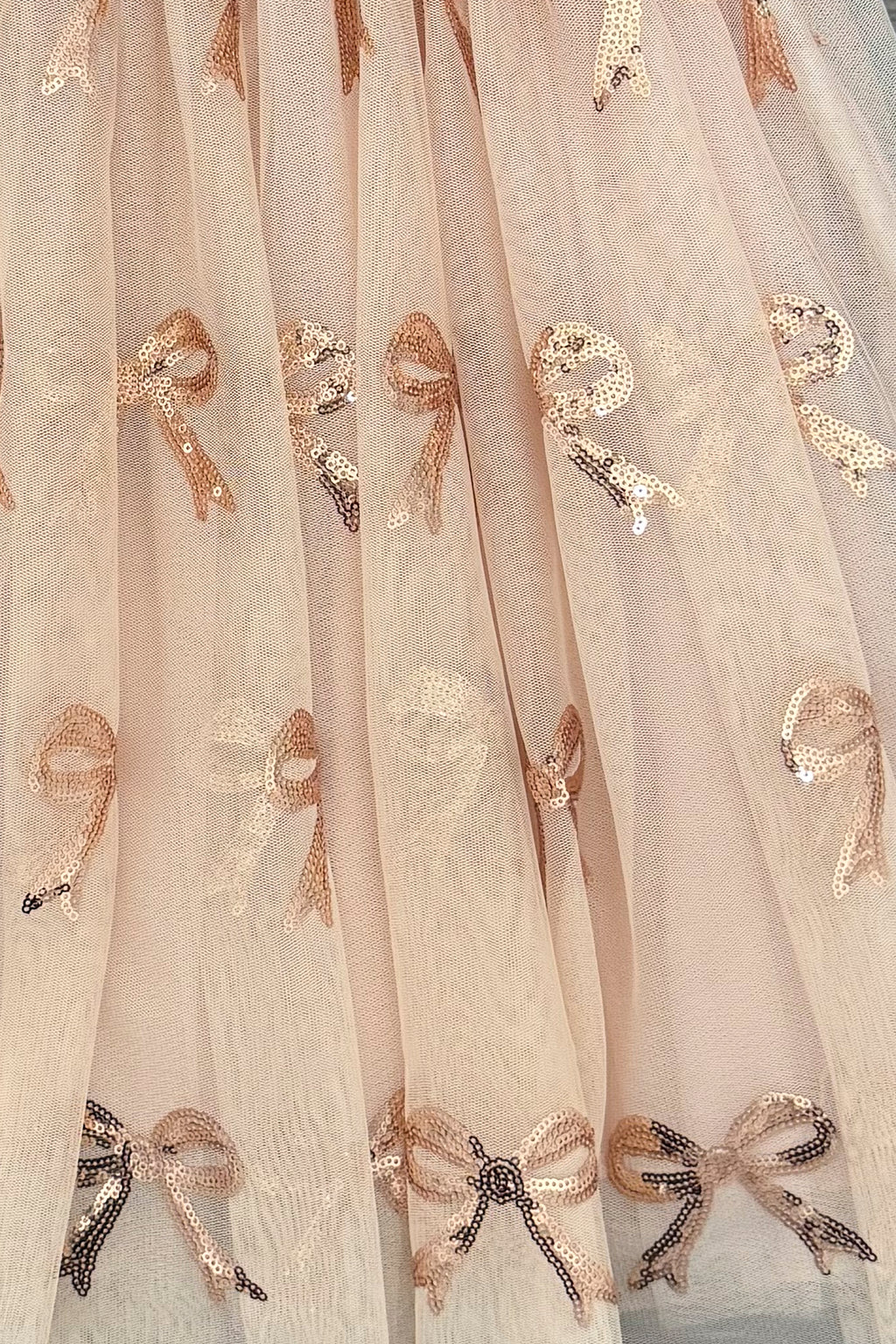 Blush Pink Sequin Bow Tulle Dress | Sparkle in Pink