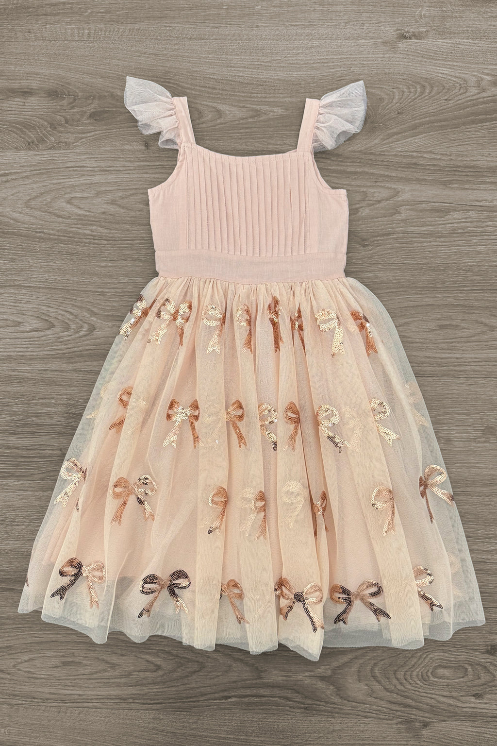 Blush Pink Sequin Bow Tulle Dress | Sparkle in Pink