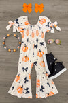 Pumpkin & Bows Bell Bottom Jumpsuit | Sparkle in Pink