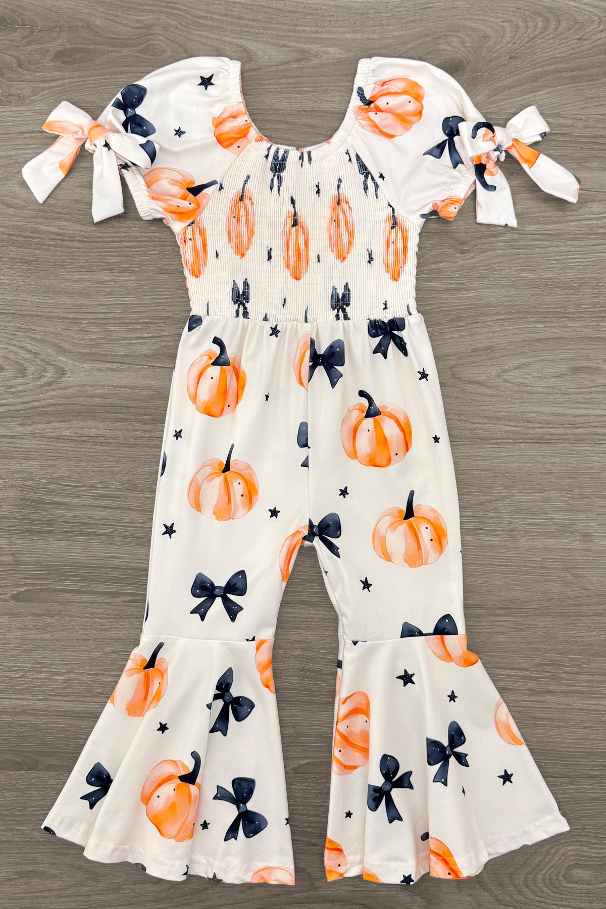 Pumpkin & Bows Bell Bottom Jumpsuit
