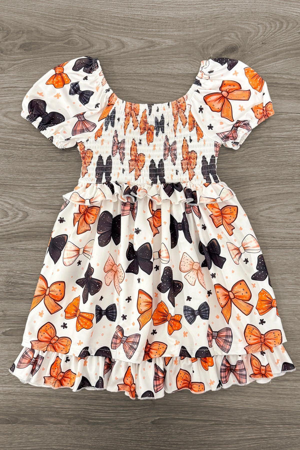 Black & Orange Bow Ruffle Dress