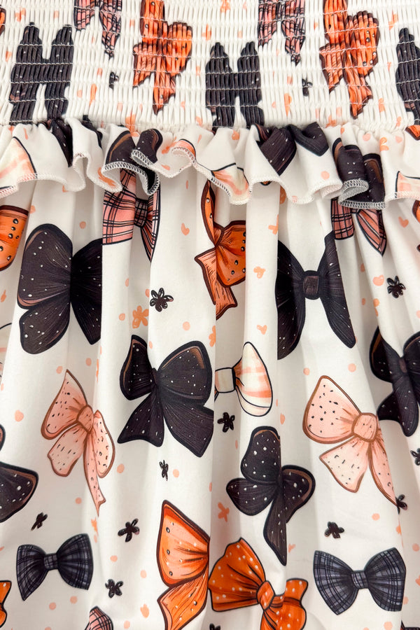 Black & Orange Bow Ruffle Dress