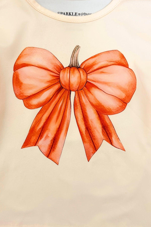 Cream Pumpkin Bow Suede Skirt Set | Sparkle in Pink