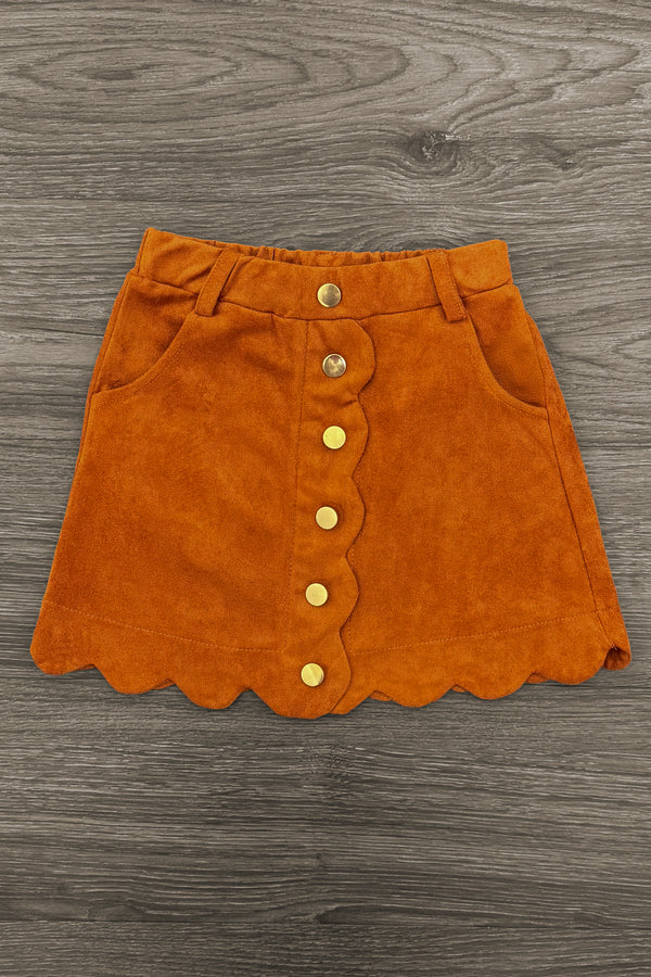 Cream Pumpkin Bow Suede Skirt Set | Sparkle in Pink