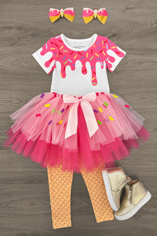 Pink Sprinkle Ice Cream Cone Costume Set XXS-12-18 Months Pink Sprinkle Ice Cream Cone Costume Set XXS-12-18 Months