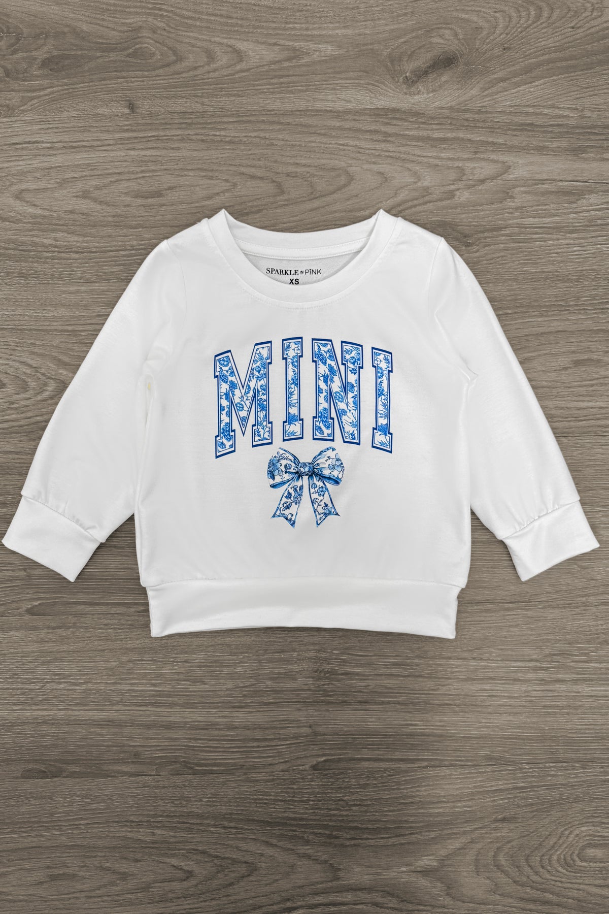 Mom & Me - "Mama & Mini" Blue Bow Long Sleeve Top